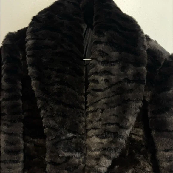 Vintage Grunge Winter Dark Brown Faux Fur Streetwear Midi Whimsygoth -Size Large - Picture 12 of 14